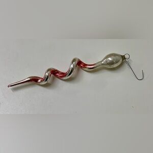 Early 20th Century Vtg Blown Mercury Glass Christmas Snake Tree Ornament